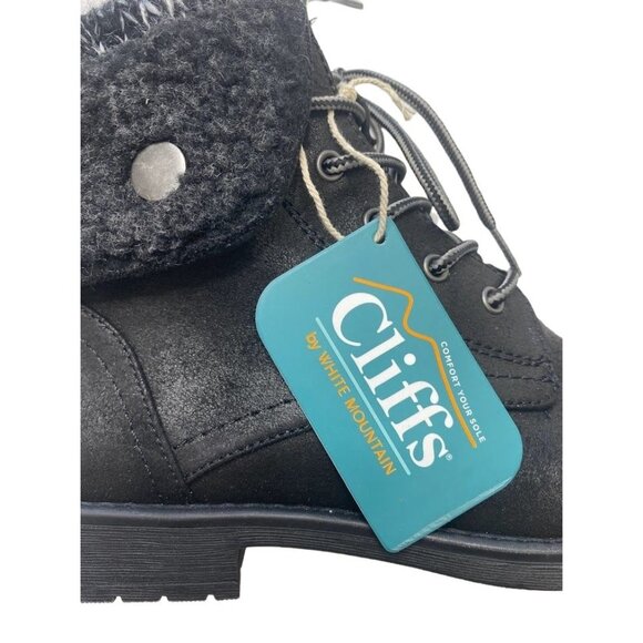 Cliffs by White Mountain Hiker Bootie Women's 7.5 Black Lace-Up Sweater-Trim NEW - Picture 10 of 12